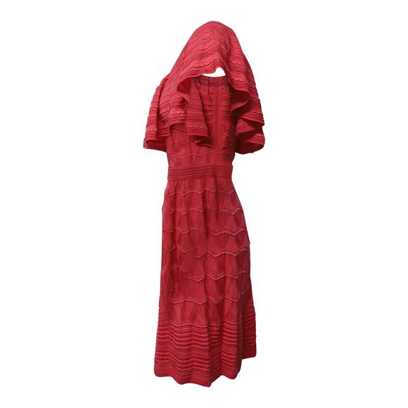 M Missoni Ruffle Knitted Dress in Pink Cotton